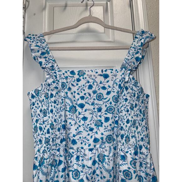 Draper James White Cotton Floral Poplin Tiered Midi Cottagecore Dress Size XL - Picture 5 of 10